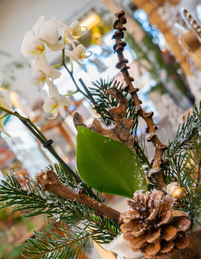 Weihnachtliche Dekoration mit Orchideen
